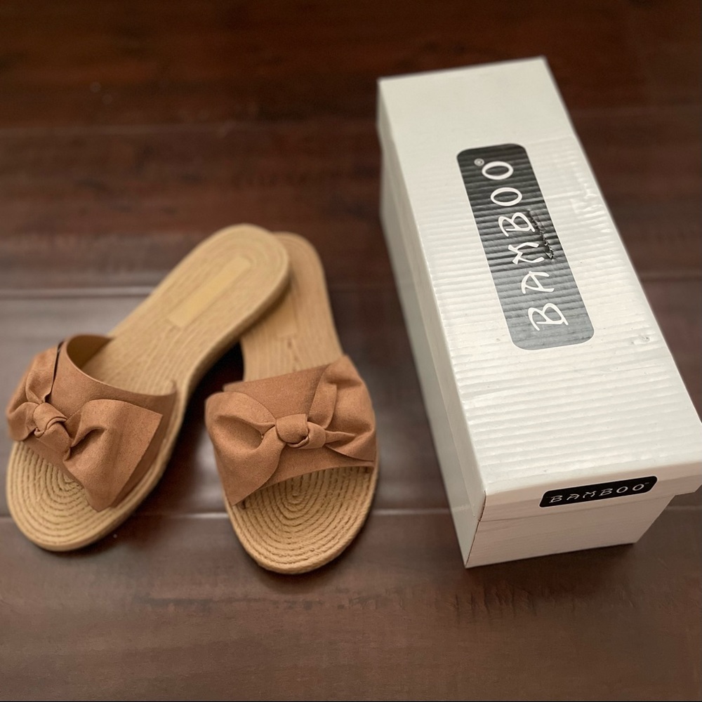 Tan Slide Bow Sandals
